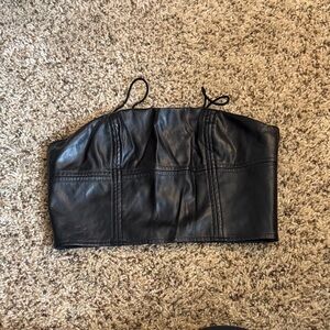 SHEIN Black Faux Leather Crop Top